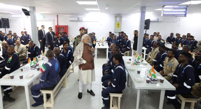 PM Modi Meets Indian Expats At Labour Camp In Kuwait PM Modi Meets Indian Expats At Labour Camp In Kuwait